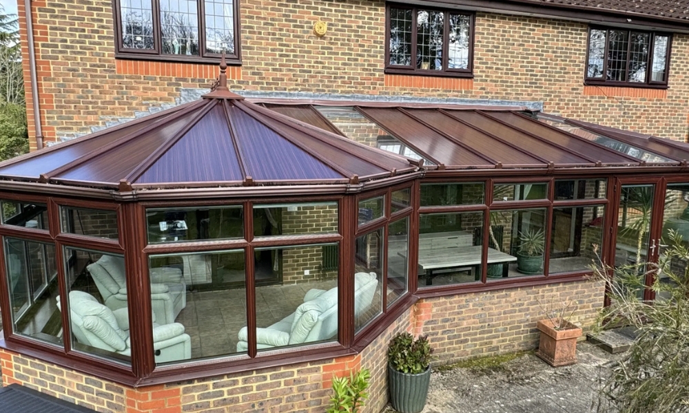 Composite Insulated Conservatory Roof Thermo Panels - Recent Installation Brown
